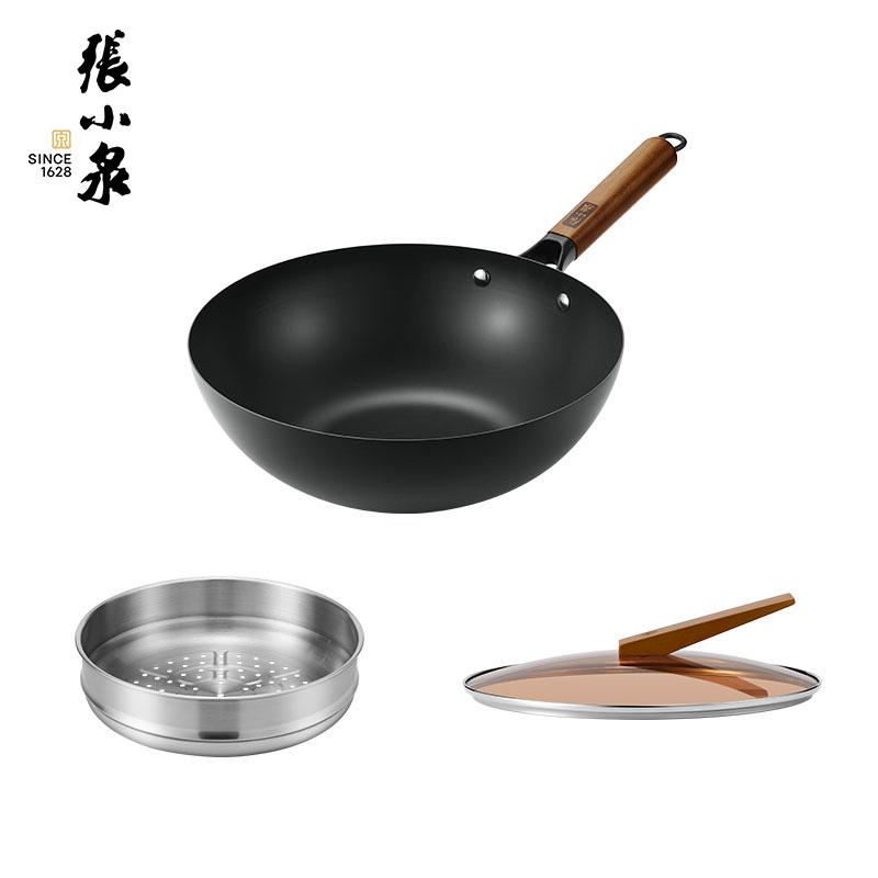 张小泉 C32520200 张小泉陶瓷精铁炒锅(带蒸格)C32520200  （单位：只）