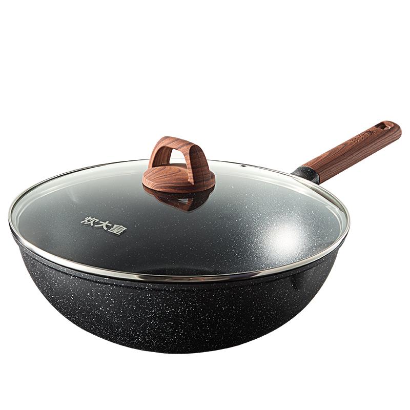 炊大皇 GJ32CGH 炊大皇高级麦饭石色炒锅32cm（黑色）GJ32CGH  （单位：只）