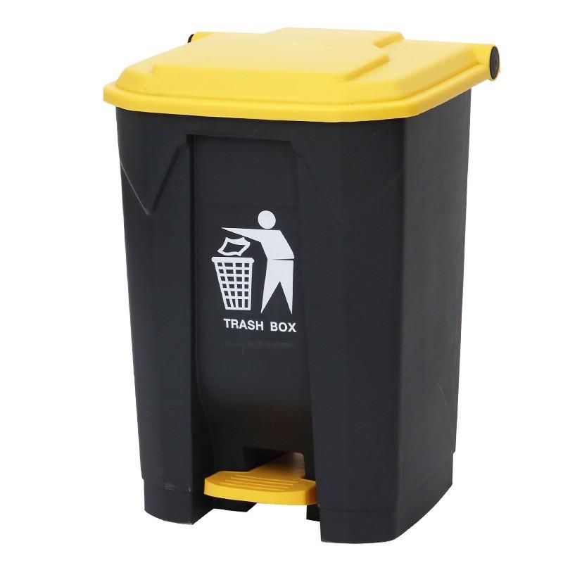 金臻赫（JINZHENHE） JZH-100 带盖商用脚踏垃圾桶20升*2个 20升 （单位：个）  黄黑色