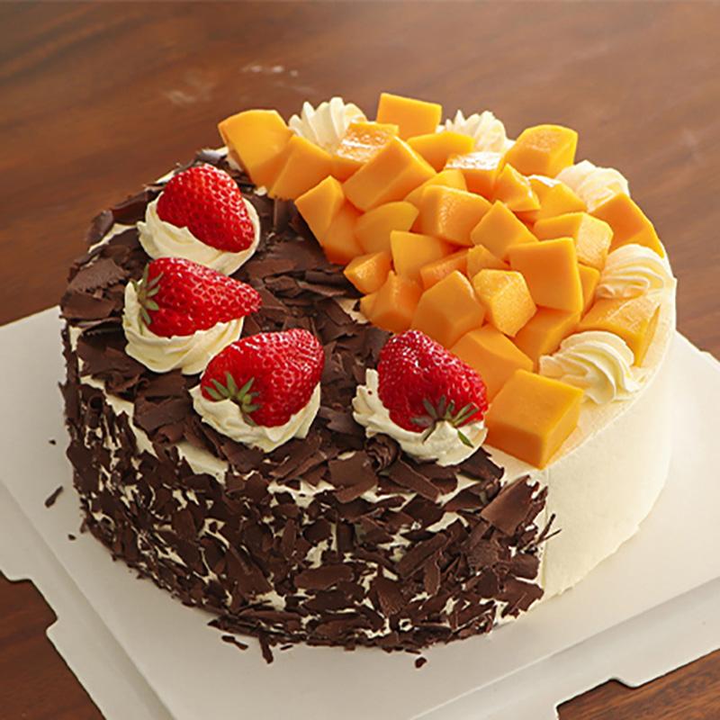 爱在此客 2 【爱在此客】动物奶油-巧克力芒果双拼蛋糕送家人送好友礼物同城配送（草莓换季水果偏酸，芒果易氧化介意慎拍） 6英寸 （单位：个）