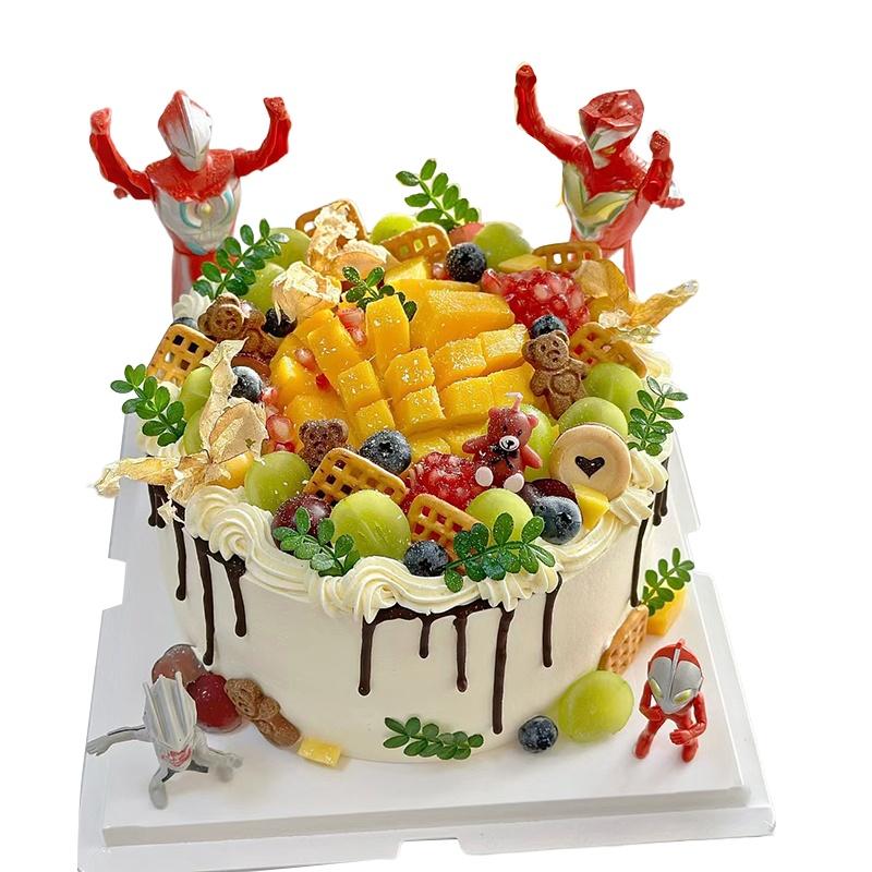 爱在此客 12 【爱在此客】动物奶油&mdash;奥特曼水果生日蛋糕送小孩节日生日礼物同城配送 6英寸 （单位：个）