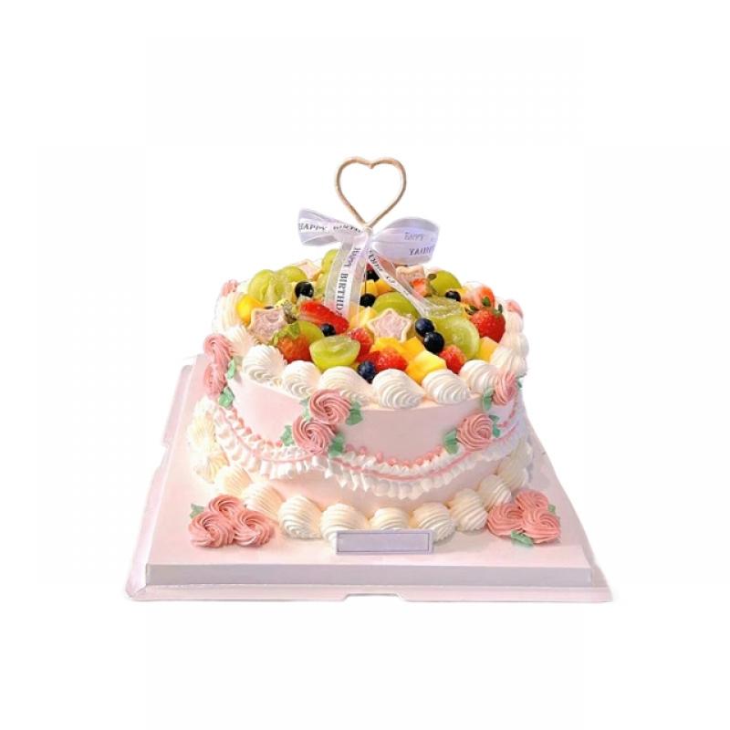 爱在此客 14 【爱在此客】动物奶油&mdash;森系水果生日蛋糕送家人送爱人礼物（草莓换季水果偏酸，芒果易氧化介意慎拍） 6英寸 （单位：个）