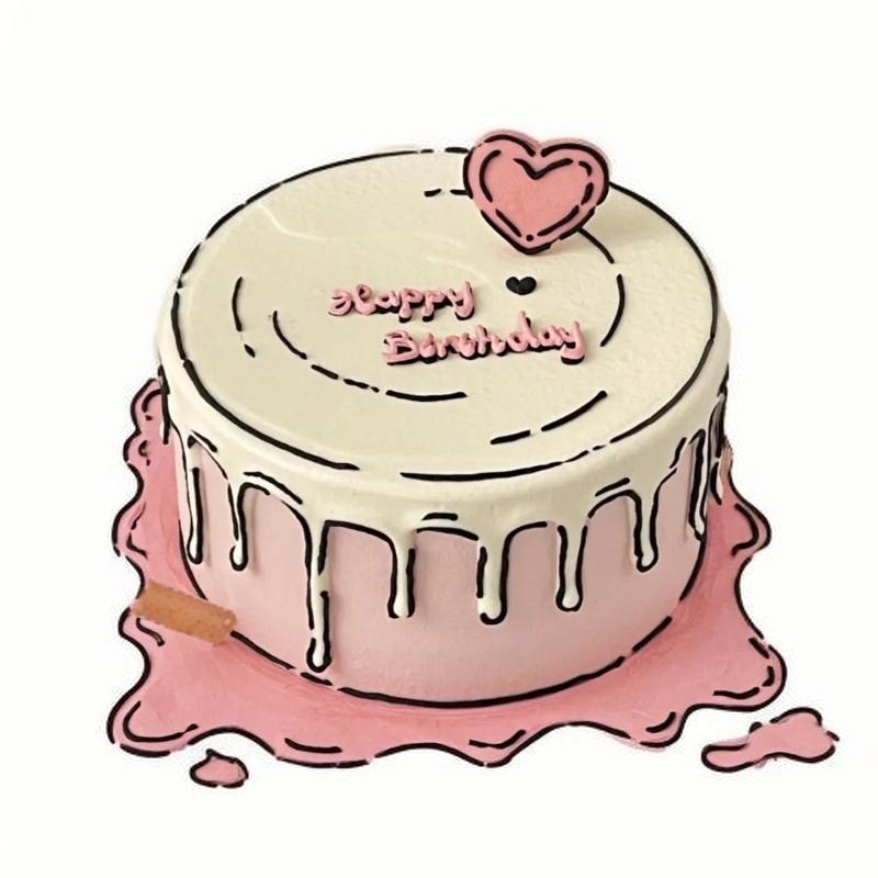 爱在此客 47 【爱在此客】动物奶油-二次元粉色爱心生日蛋糕送女生礼物同城配送（可食用色素介意慎拍） 6英寸 （单位：个）