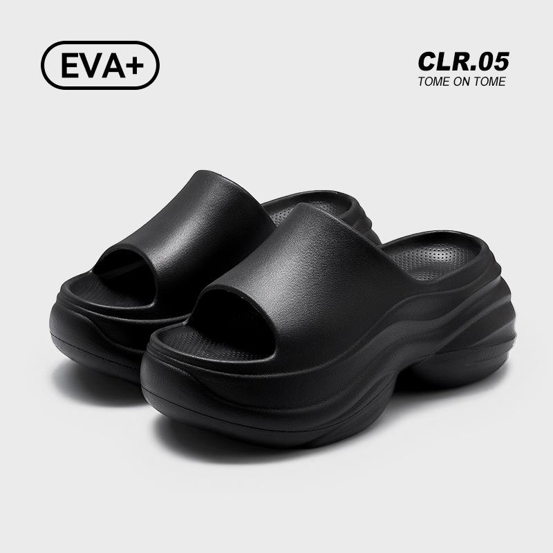 程佑（CHENGYOU） CY-HD 8cm增高厚底楼梯拖鞋女款 黑色 38/39码(适合37/38码穿）*1双 38/39码(适合37/38码穿） （单位：双）  黑色