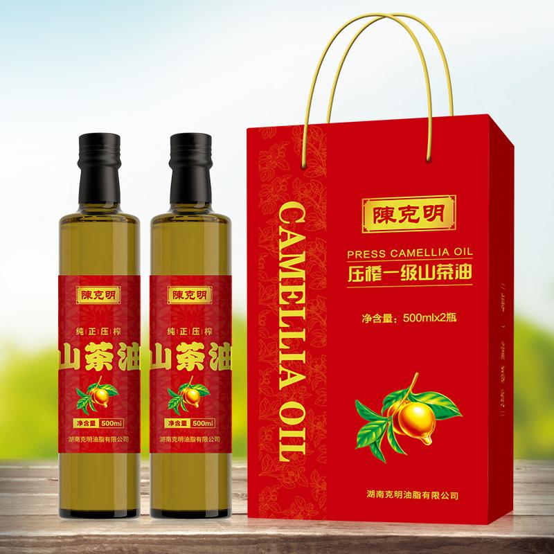 陈克明 500ml*2 陈克明山茶油（玻璃瓶红标）  （单位：瓶）