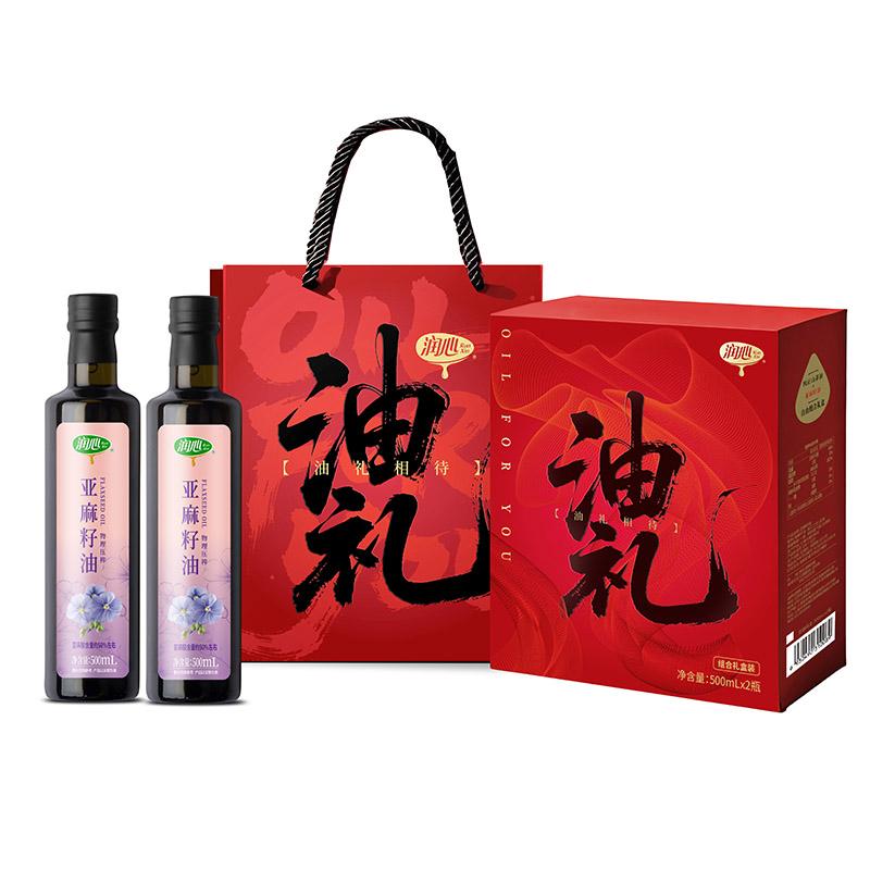 润心500ml*2亚麻油礼盒 500ml*2亚麻油 （单位：盒）