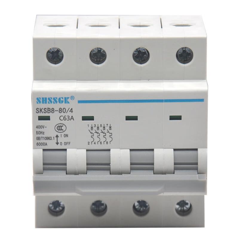 赛时工控(SHSSGK) SKSB8-80/4 4P C63A 低压空气开关 低压小型断路器 (单位:台) 灰白 SKSB8-80/4 4P C63A （单位：只）