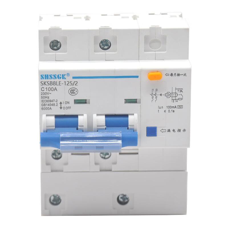 赛时工控(SHSSGK) SKSB8LE-125/2 2P C100A 低压过载保护漏电开关 漏保小型断路器 (单位:台) 蓝白 SKSB8LE-125/2 2P C100A蓝白 （单位：台）