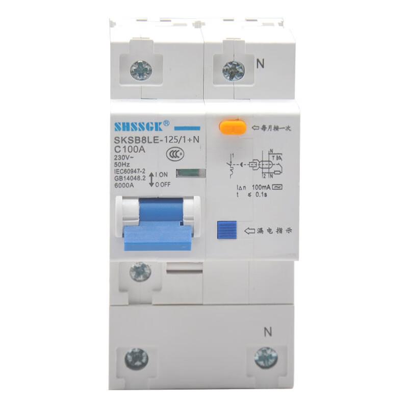 赛时工控(SHSSGK) SKSB8LE-125/1+N 1P+N C100A 低压过载保护漏电开关 漏保小型断路器 (单位:台) 蓝白 SKSB8LE-125/1+N 1P+N C100A （单位：台）