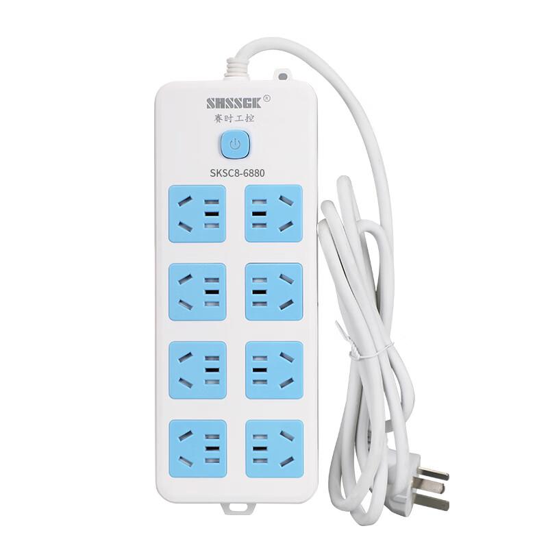 赛时工控(SHSSGK)  八位5孔 10A 250V 2500W 225*86*30mm 移动式排插 (计价单位：个) 蓝白 SKSC8-6880蓝白 （单位：个）